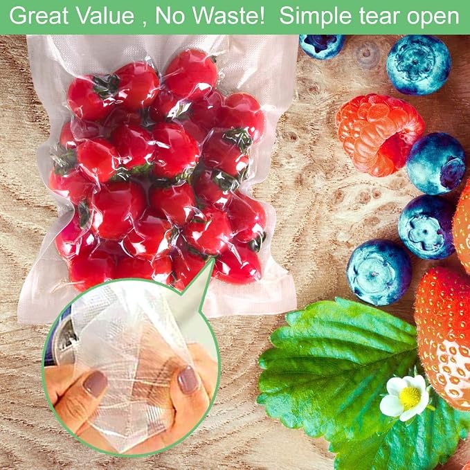O2frepak 200ct Vacuum Sealer Bags Quart Plus Quart for Food Storage | 10"x13"(Plus Quart 100)+8"x12"(Quart 100) BPA Free PreCut Food Grade,Great for Sous Vide Vacuum Sealer