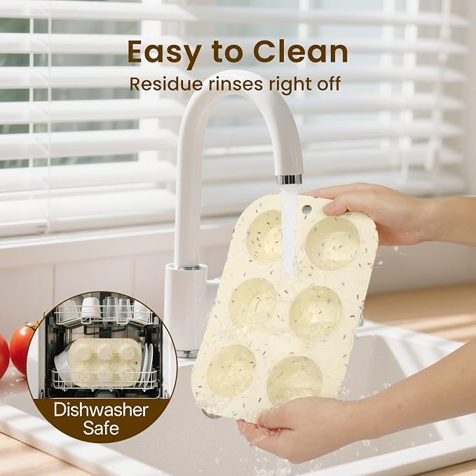 2 Pack Silicone Muffin Pan for Baking, Regular Size Nonstick Cupcake Pan, 6-Cup Silicone Muffin Tin BPA Free Dishwasher Safe, Great for Muffin Cupcake Brownie Egg Tart