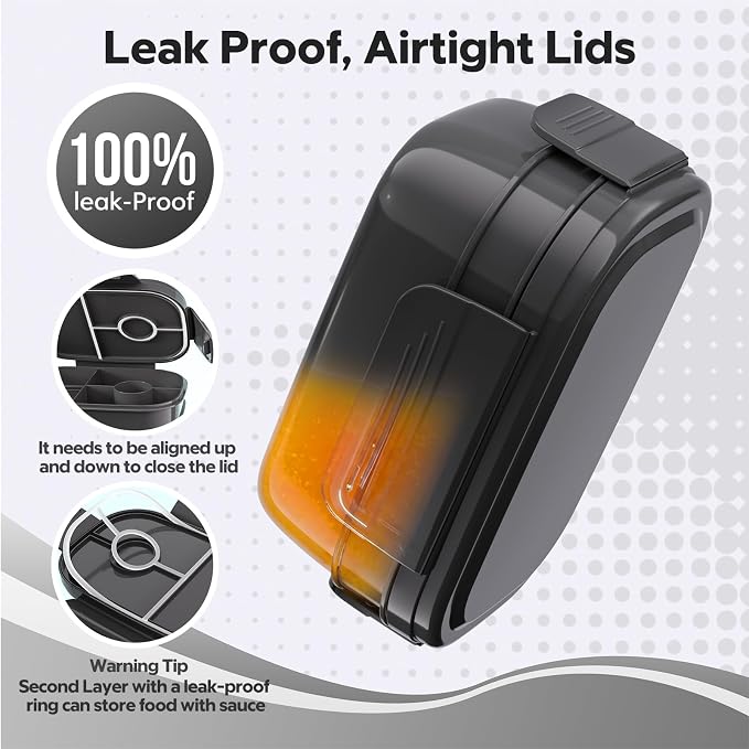 HOMETALL Bento Box Adult with Insulated Lunch Bag - 3 Stackable Leak-Proof Lunch Box Containers for Women & Men - BPA Free Lunchbox with Utensil Set (Spoon, Knife, Fork) for Work, Picnic, Dining Out