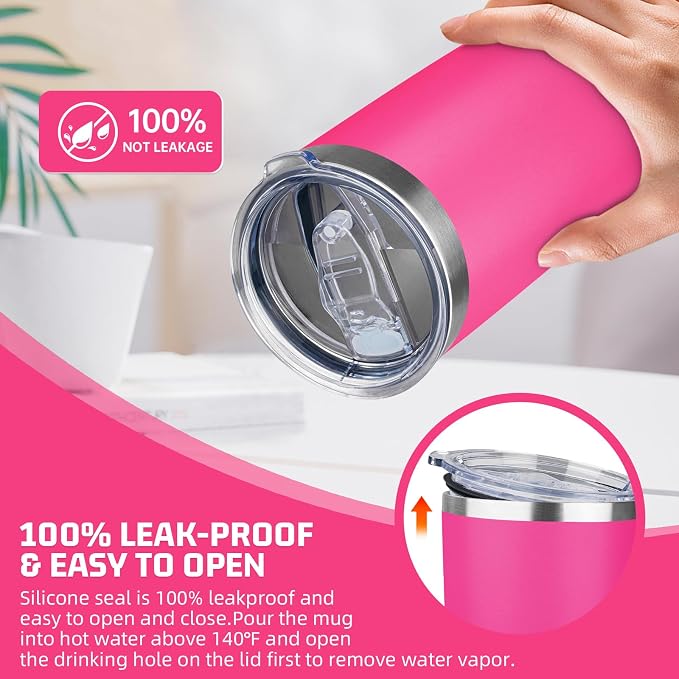 20 oz Tumbler with Lids and Straws, Stainless Steel Insulated Travel Coffee Mug, Double Wall Vacuum Insulated Tumblers, Powder Coated Coffee Tumbler for Cold & Hot Drinks (Mix Color-3, 4 Pack)