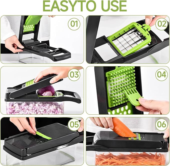 15 in 1 Vegetable Chopper, Food Veggie Chopper, Onion and Vegetable Slicer with Container, Dicer, Kitchen Gadget and Essential