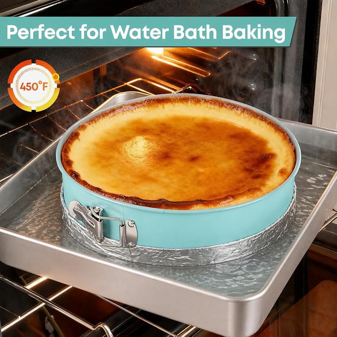 9" Springform Pan, Leakproof Groove-Seal, Nonstick, Mint Blue