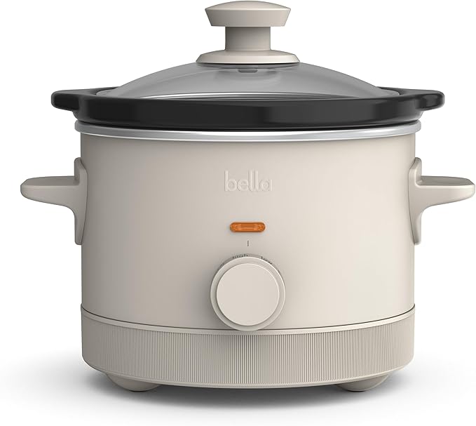 bella 1.5qt Manual Non-Toxic Slow Cooker with 3 Heat Settings, Oatmilk