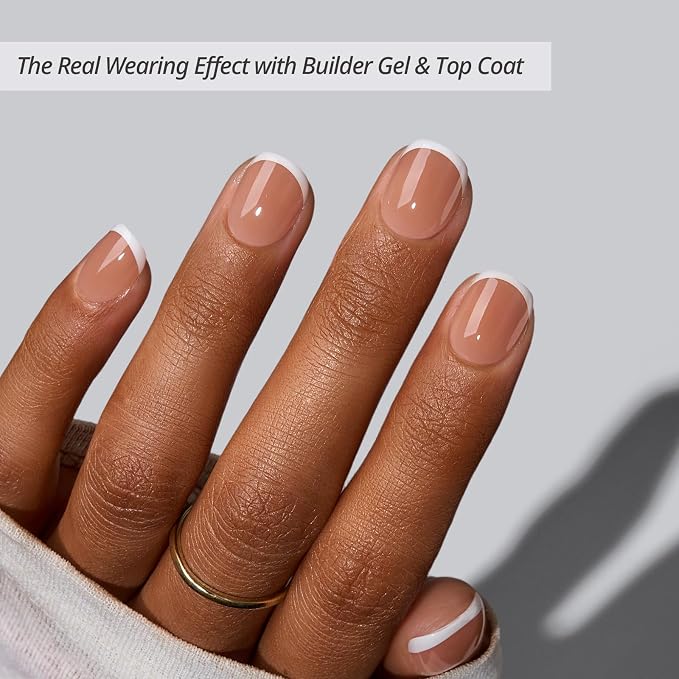 BTArtboxnails XCOATTIPS White French Tip Press On Nails, XXS Squoval, Brown | Lamp-Curable, 4-Week Wear, Natural Nail Look, Salon Quality Value at Home, Easy-to-Apply for Beginners, 160ct Nail Tips Only