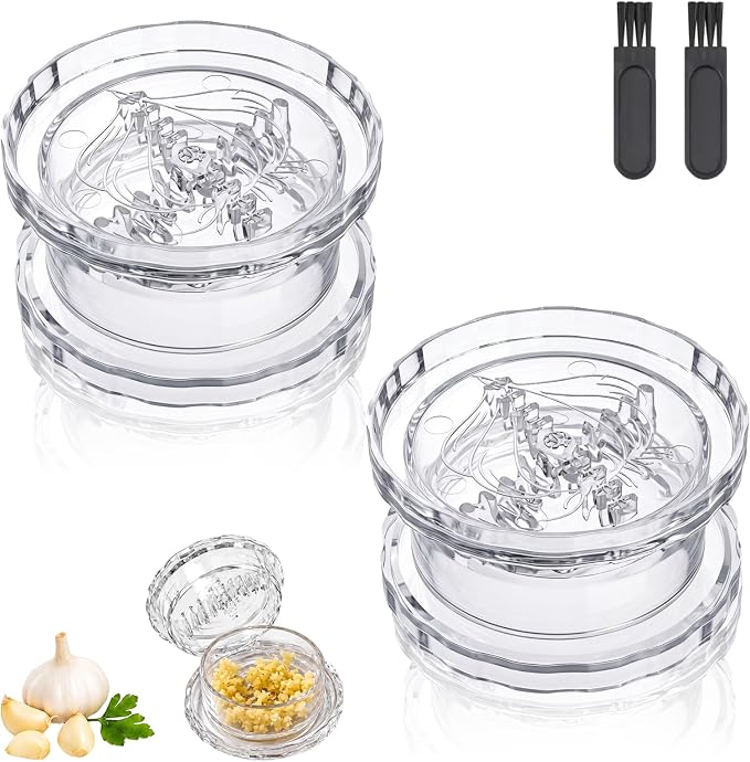Transparent Manual Garlic Twist, Multi-Functional Mincer & Grinder for Garlic, Onion, Ginger, Herbs, Impact Resistant Kitchen Gadget