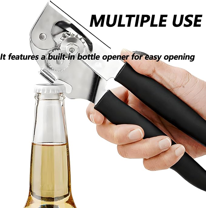 [Upgrade] Commercial Can Opener, Durable All-Steel Construction - RICKUNCL Hand Crank Can Opener with Magnet, Comfortable Extra-long Handles, Oversized Knob, Professional Ergonomic & Easy for Big Cans