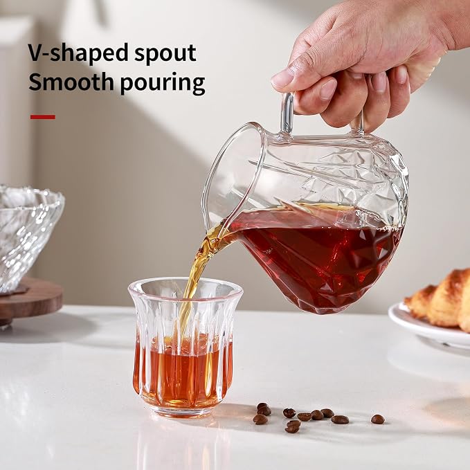 Bincoo Pour Over Coffee Maker&Dripper, Style Cone Filter + 600ml Glass Coffee Server, Manual Coffee Brewer Set, Reusable Coffee Filter Holder, Great Gift for Coffee Enthusiasts
