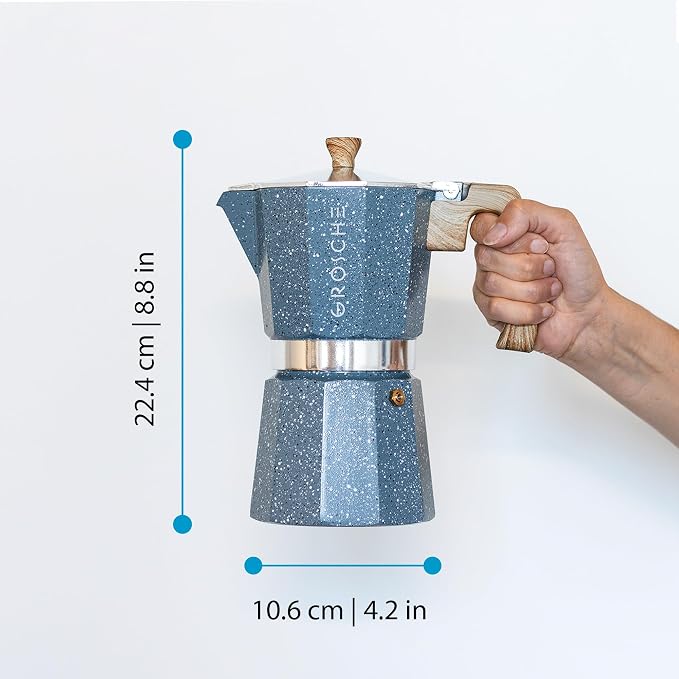 GROSCHE Milano Moka pot, Stovetop Espresso maker, Greca Coffee Maker, Stovetop coffee maker and espresso maker percolator (Indigo, 9 cup) | Cuban Coffee Maker And Italian Moka Pot For Stovetop Espresso; For Gas, Electric, And Propane Stoves With A Soft...