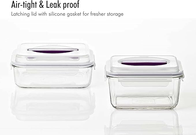 GLASSLOCK 125 Oz Glass Food Storage set of 2 – Large Capacity, Airtight & Leak-Proof, BPA Free Lid with Carry Handle, Microwave, Dishwasher, Fridge & Freezer Safe, Marinating, Sauce, Fruit Storage