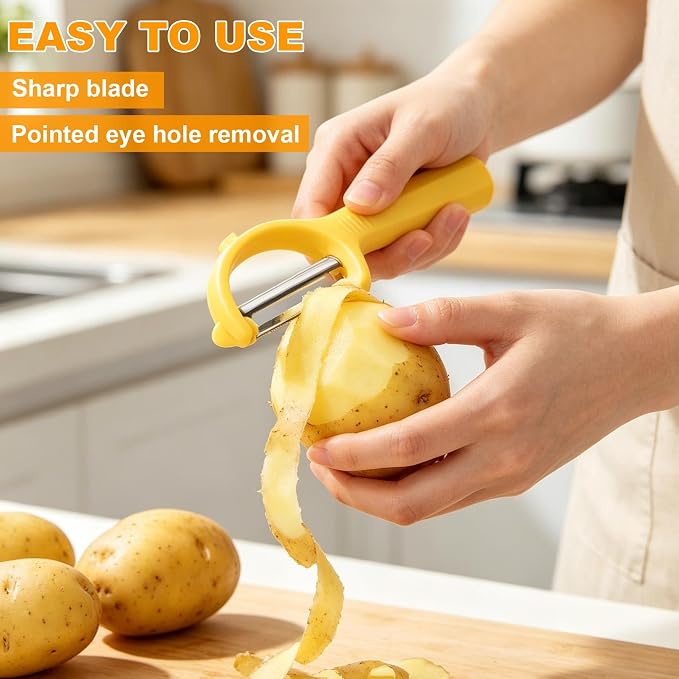 2PCS Vegetable Fruit Peeler & Y Potato Peeler | Ultra-Sharp Stainless Steel Blade Non-Slip Handle, Multifunctional Potato Peeler for Kitchen Perfect for Veggie,Carrot, Apple