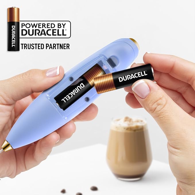 Zulay Kitchen Powerful Milk Frother Wand With Duracell Batteries - Ultra Fast Handheld Drink Mixer - Electric Whisk Foam Maker for Coffee, Lattes, Cappuccino & Matcha - Triple Whisk - Noble Lavender