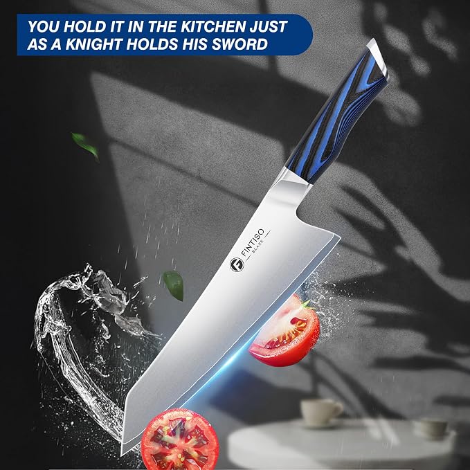 FINTISO Kitchen Knife in Japanese High Carbon Steel 2026 New Upgrade,Professional High-Class Chef Knife 8 inch,Non-Slip G10 Handle Ergonomic Single Knife Kitchen Set for Home Use