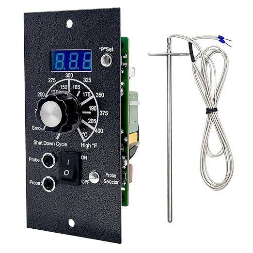 Upgraded Digital Thermostat Controller for Traeger Pellet Grills and Sensor | Player Mode-10 Temp Compensation Levels, 3 Advanced Modes- Pr0 Pr1 Pr2, New "P" Button, Error Code Detection, 2 Probe Ports