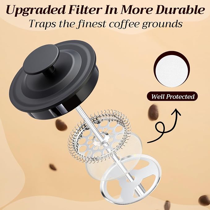 LemonRoad 4 Pack French Press Coffee Maker Borosilicate Glass Coffee Press Heat Resistant Stainless Steel Tea Maker for Travel Camping Kitchen Gifts Includes Pot Filters (34oz)
