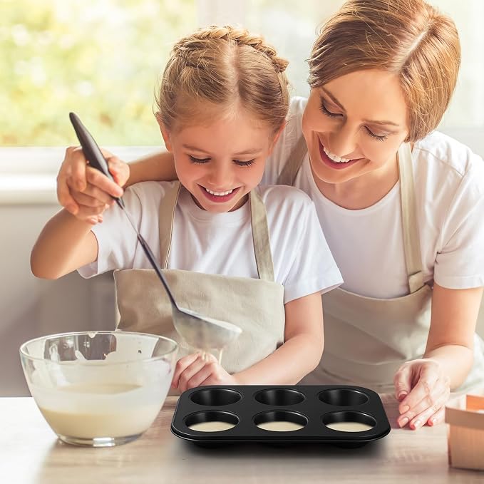 SiliFine 3 Pack Nonstick Muffin Pan Carbon Steel Cupcake Pan Muffin Tin Easy to Clean Tray Bakeware for Baking Cup Cake Cheesecake, 6, 12, and 24 Cup, Jumbo
