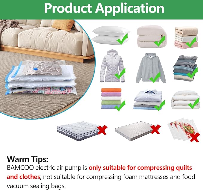 Travel Electric Vacuum Pump for Vacuum Storage & Seal Bags, Green | Portable Vacpack Air Pump for Compression Clothing Blanket Luggage(Storage Bag Not Included)