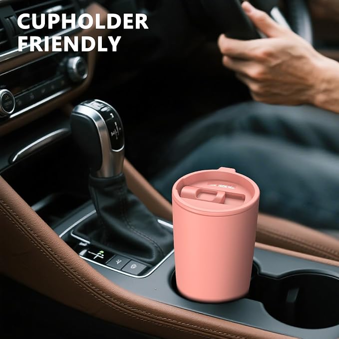 TILUCK 20 oz Insulated Coffee Tumbler with BPA-Free Lid | Travel Coffee Mug, Dishwasher Safe, Cup Holder Friendly, Double-Wall Vacuum Insulation for Hot & Cold Drinks, MatteCoralRed