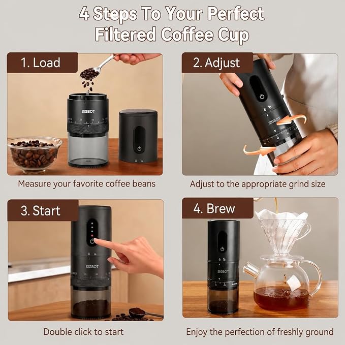 Portable Electric Burr Coffee Grinder -38 External Grind Settings - 1.7X Faster Grinding-Conical Ceramic Burrs&2000mAh Battery-Espresso Grinder for Travel, Camping, Home,Office