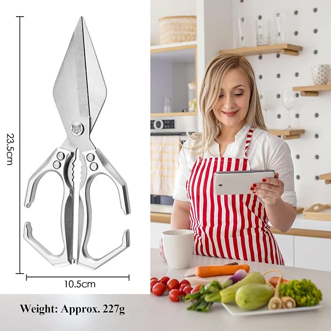 2-Piece Kitchen Scissors Set - Heavy Duty Poultry & Cooking Shears, High-Carbon Steel Meat Scissors for Chicken Bones/Seafood/Herbs, Ergonomic Handle Black & Silver