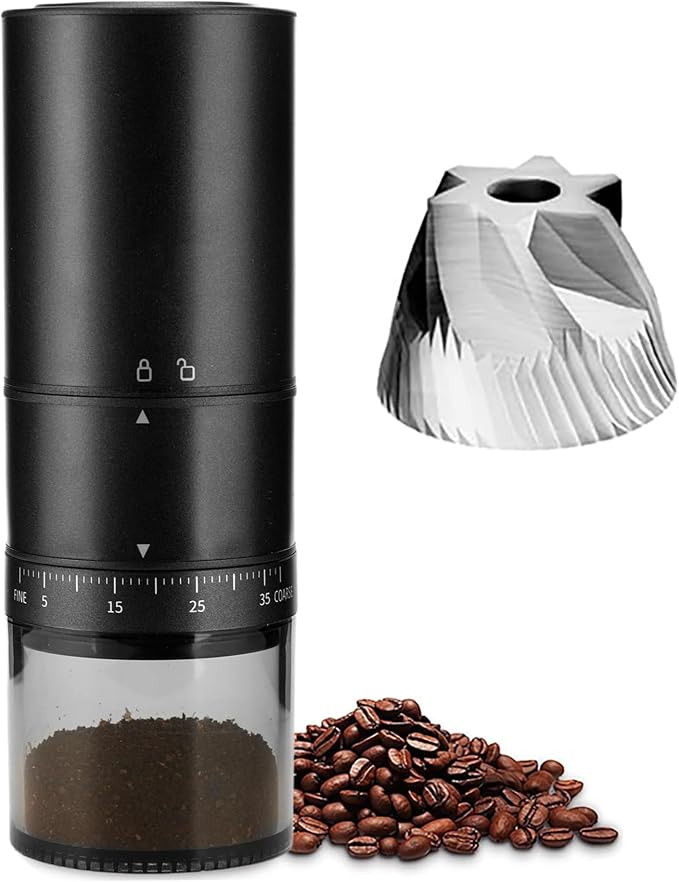 Portable Electric Coffee Burr Grinder Adjustable Bean Grinding Machine | One Button Operation Mini Coffee Grinder Suitable For French Press Moka Pot Ideal Gear For Home Travel And Camping Brewing