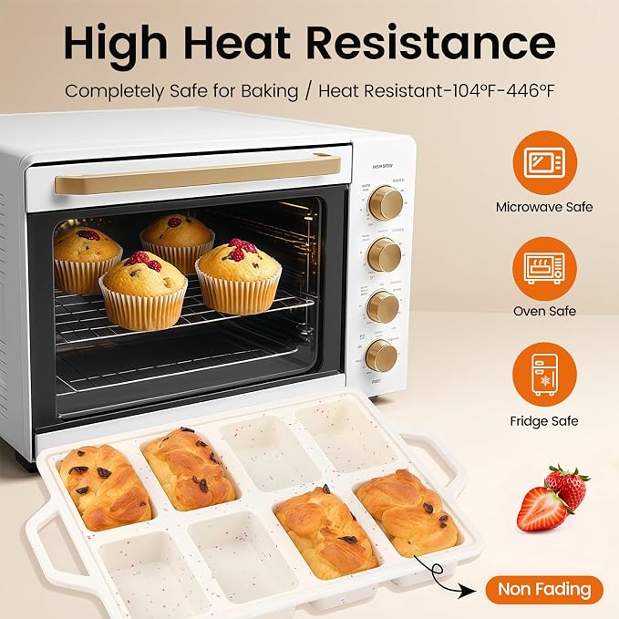 Single 8-Cavity Mini Silicone Loaf Mold, BPA-Free Reinforced Rim For Treats | Compact 8-Cavity Design Makes Mini Bites, BPA-Free Silicone And Sturdy Rim Support Easy Release For Snacks And Handmade Gifts