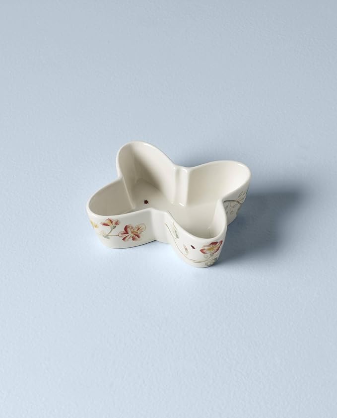 Lenox 885606 Butterfly Meadow Butterfly-Shaped Bowl, White | dishwasher safe, microwave safe | figural butterfly shape | home decor | 20oz, gift for women, salad bowl