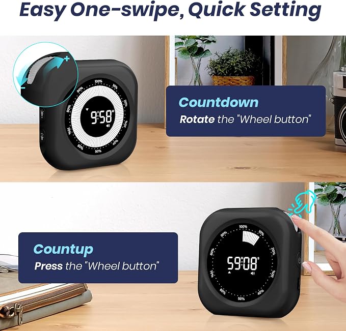 PERSUPER Visual Timer for Kids, Rechargeable 10-Hour Count Up/Down Timer | with 3 Brightness Display, 3 Volume Levels and Magnetic, Homeschool Study Tool, Large Digital Timers for Kitchen, Classroom