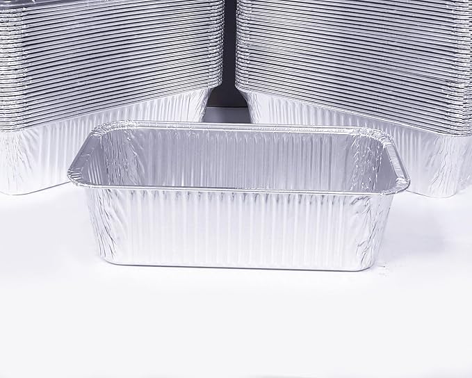 Disposable Loaf Pans with Lids, 50-Pack 2lb Aluminum Pans for Baking Bread | 8.5x4.5x2.5 Heavy-duty Baking Tins with Clear Lid for Bakery Sales and Homemade Bread Gifting