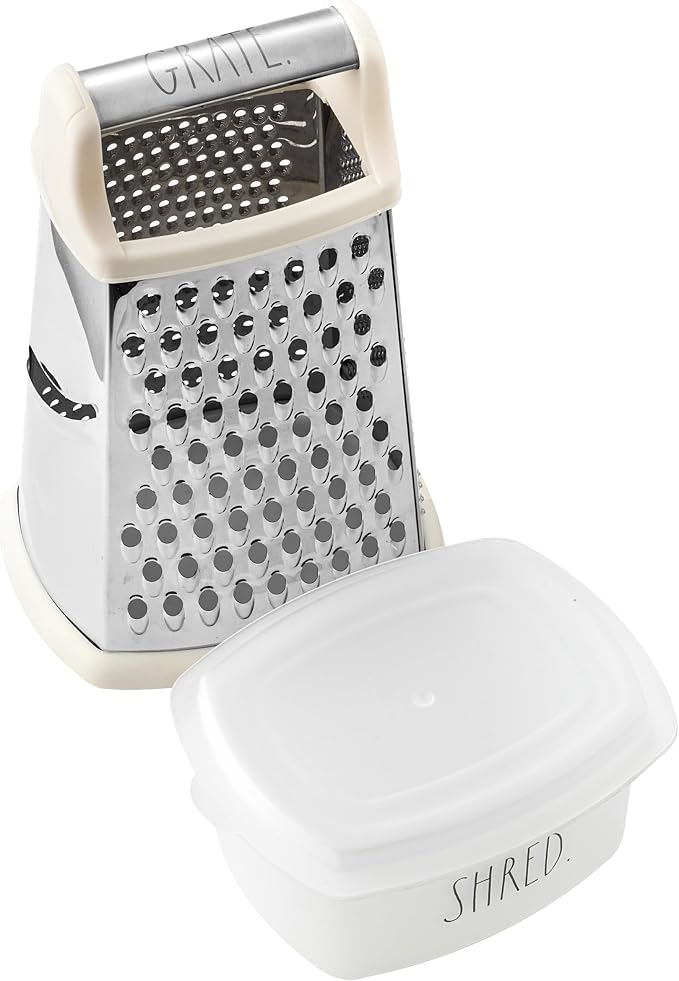 Rae Dunn Everyday Collection Multifunction Grater- Stainless Steel Grater and Zester for Cheese, Spices, Vegetables, Cream