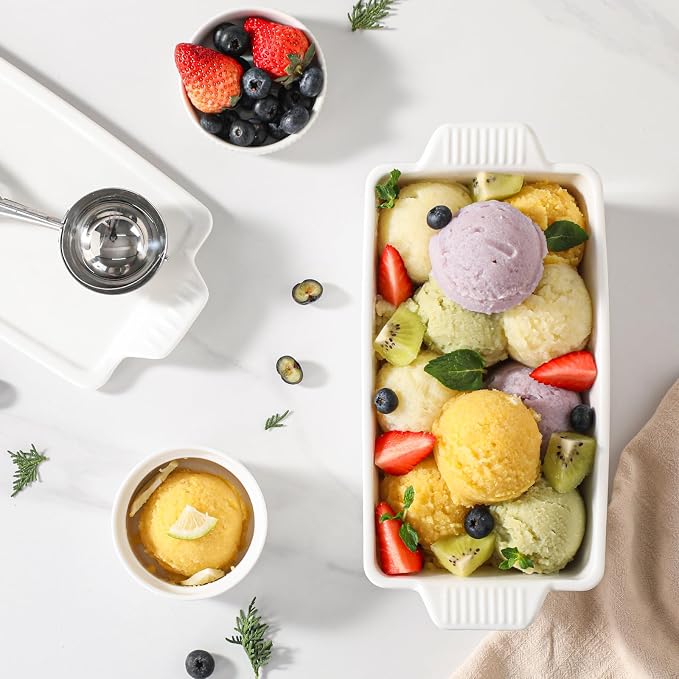 Ceramic Loaf Pan with Lid - 1.58 Qt Deep Bread Pan (10.94" x 5.23"), 2-in-1 Baking Dish for Homemade Bread Banana Bread Meatloaf, Oven Safe to 500°F, Dishwasher Freezer Safe, White