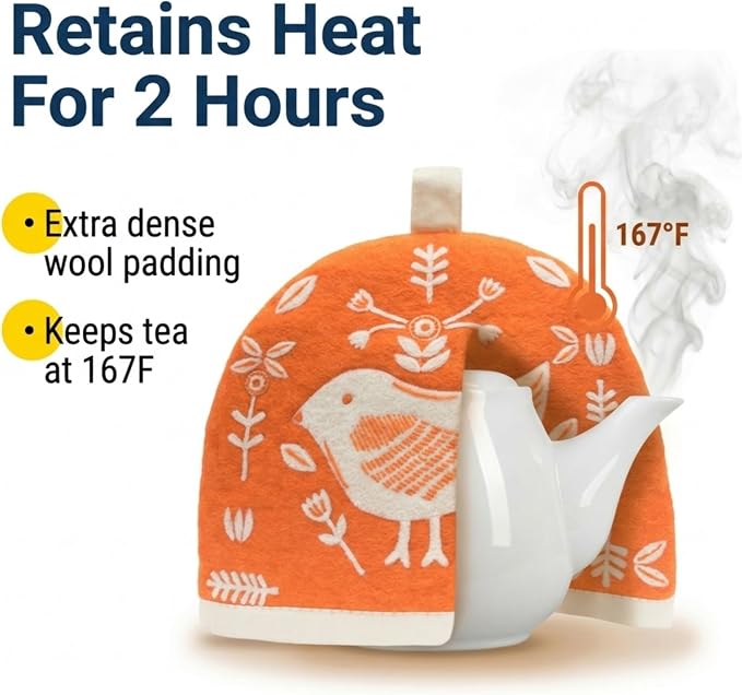 Glaciart One Wool Teapot Cozy Kettle Cover | Dome Shaped Large Tea Cosy, Kettle or French Press | Handmade & Needle Felted from Natural Wool | Warms Up to 2 Hours | Great as Gift