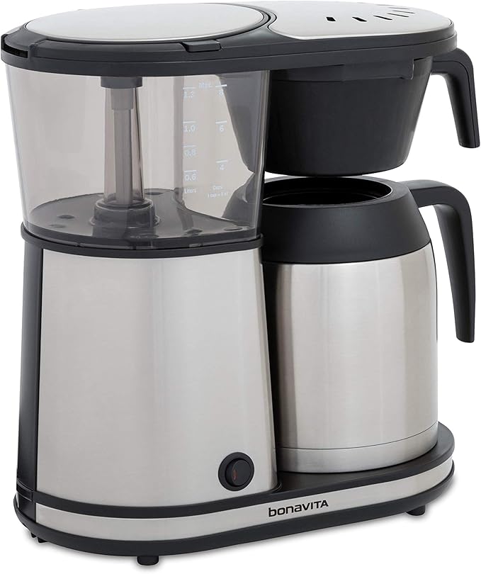 Bonavita 8 Cup Drip Coffee Maker Machine, One-Touch Pour Over, Auto Pause Brewing with Stainless Steel Double Wall Thermal Carafe, SCA Certified, Dishwasher Safe, BV1901TS | Stainless Steel Double Wall Thermal Carafe, SCA, Dishwasher Safe, BV1901TS