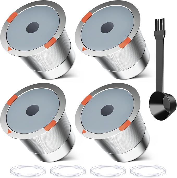 Reusable k Cups for keurig 2.0 1.0,Universal stainless steel Refillable k Cups Filter Use for Keurig all most of coffee Makers brewers(4pack)…