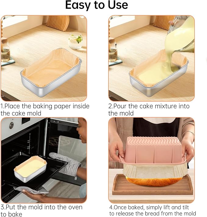 100 Pcs Loaf Pan Liners for Baking Bread 9x5 Inch, Non-Stick Pre Formed Parchment Paper for Bread Pan, Ideal Disposable Loaf Breads Liners for Baking Toast, Cakes, Banana Breads, Brown