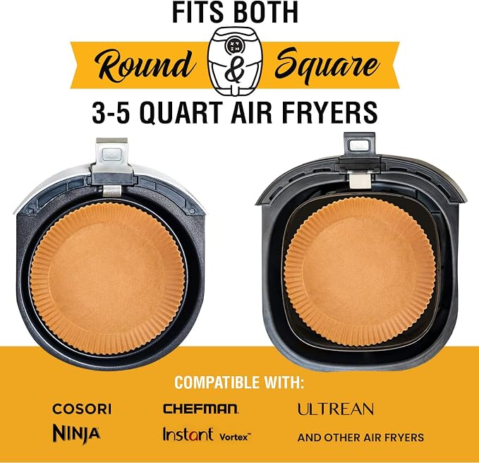 Small Round Air Fryer Liners 6.3", 125 Pcs Disposable for 2-4 qt Basket | Non-stick & oil-proof parchment for easy cleanup; unbleached natural wood pulp fits compact 2-4 quart models