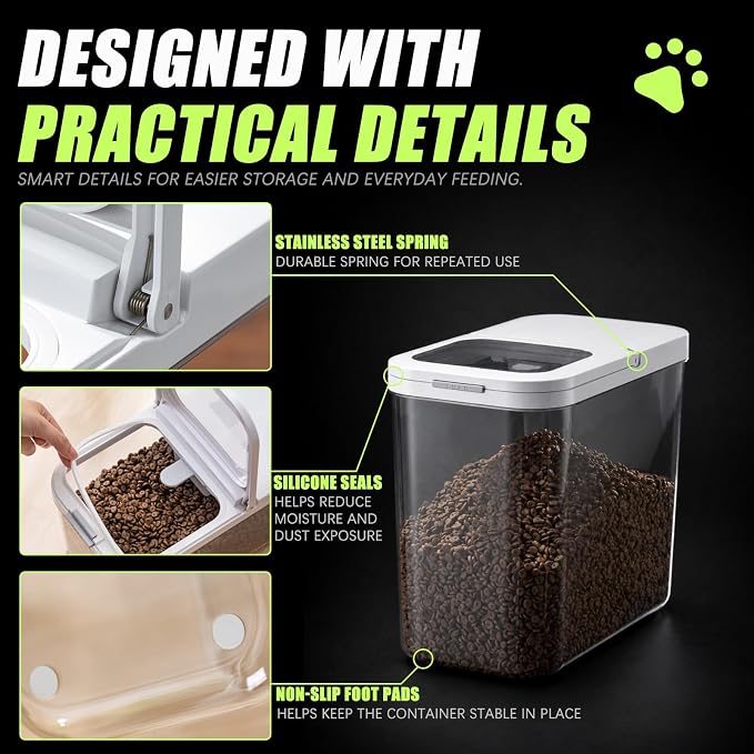 Dog Food Storage Container 10 Lbs | Pet Food Storage Containers With Lids & Scooper BPA Free Airtight Storage Containers Store Dry Food For Kitchen Pantry