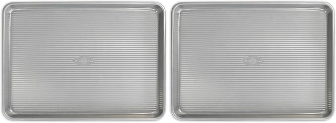 USA Pan Bakeware Nonstick Half Sheet Pan,Baking Sheet,Aluminized Steel,(Pack of 2)
