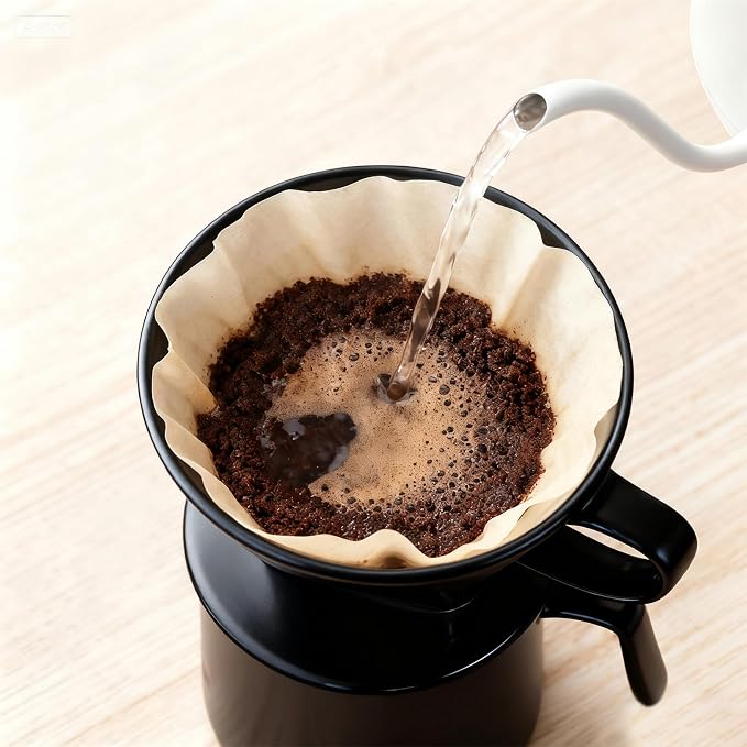 Ceramic Pour Over Coffee Dripper, V-Shaped Coffee Filter Cone | Brews rich, balanced coffee with a 3-hole design for smooth extraction and consistent flavor in every cup.