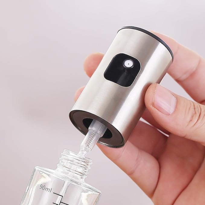 Olive Oil Sprayer for Cooking, 3 oz/90 ml Glass Oil Mister Bottle with Scale, Fine Mist Spray Bottle for Air Fryer, Salad, BBQ, Grill, Roasting, Vinegar and Cooking Oils