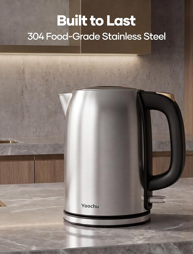 Electric Kettle Stainless Steel, 1.7L Water Boiler & Heater, 1500W Hot Tea Pot, Boil Dry Protection & Auto Shut-Off, BPA-Free