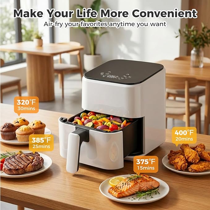 DUMOS 3 Qt Air Fryer, Compact Digital Airfryer with Auto Shut-Off, Fast Cooking for Quick Easy Meals, Space Saving Mini Air Fryer for Small Kitchens, Apartments & Singles
