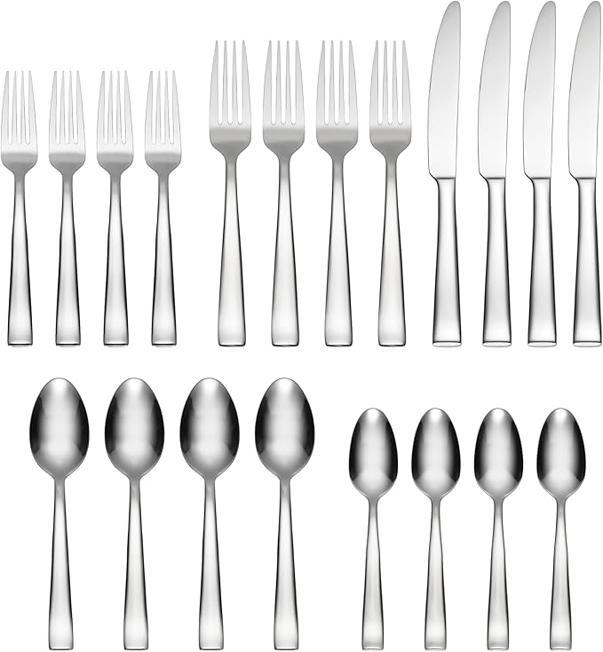 Oneida Monolith 20-Piece 18/0 Silverware Set for 4, Flatware | mirror finish, dishwasher safe | includes knives, forks, and spoons | cutlery set for kitchen and dining
