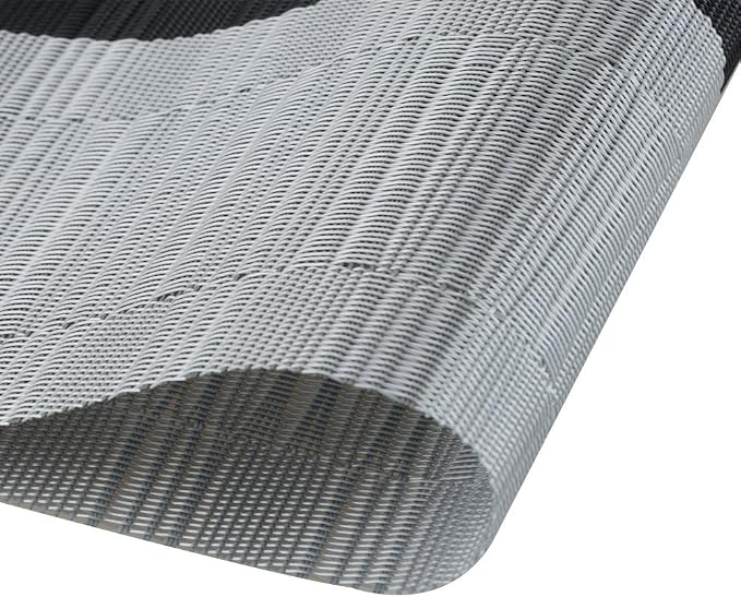 SHACOS Woven Vinyl Table Runner PVC Table Runner 12 x 71 inch Wipe Clean Indoor Outdoor, Ombre Black and Gray