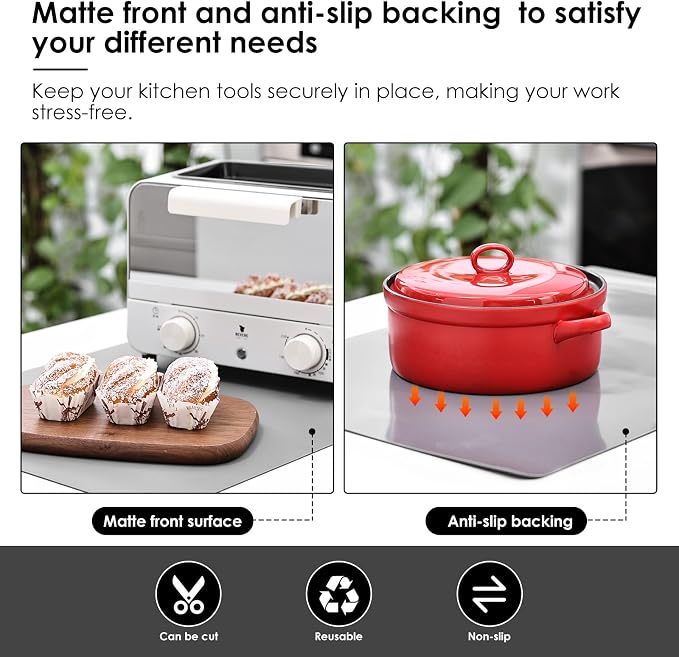 Extra Large Silicone Mat for Kitchen Worktop Protector, Thickened Nonstick Heat Resistant Countertop Mat, Nonskid Placemat, Craft Mat, Table Mat (Grey, 23.6"x31.5")
