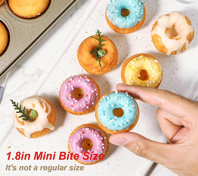 Webake 2 Pack Mini Fluted Tube Cake Pans, 12-Cup Non-stick Bite Size, 1.8 Inches Petite Fluted Cake Mold Heavy Gauge Carbon Steel