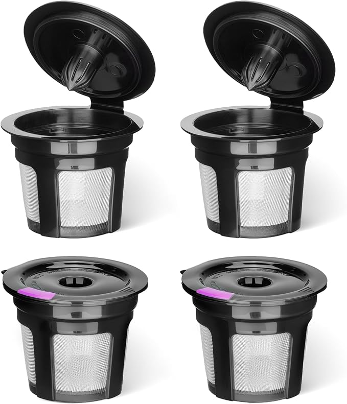 Fanativita Reusable K Cup Coffee Filters for Keurig, 4 Pack | Fits Keurig K-Elite, K-Classic, K-Compact, K-Latte, K-Duo, All 2.0 & 1.0 Brewers, BPA-Free, Brew Your Favorite Ground Coffee