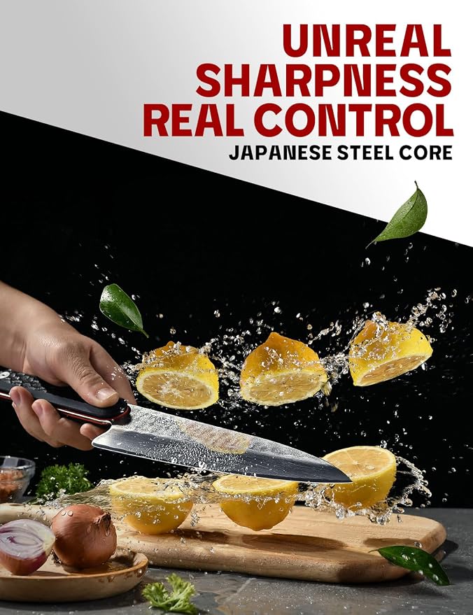 Chef Knife in Japanese High Carbon Stainless Steel, 8 Inch Ultra Sharp Hand Forged Japanese Chef's Knife, Professional Kitchen Cooking Knife with Non-slip G10 Handle, Meat Cutting Knife & Gifts Box