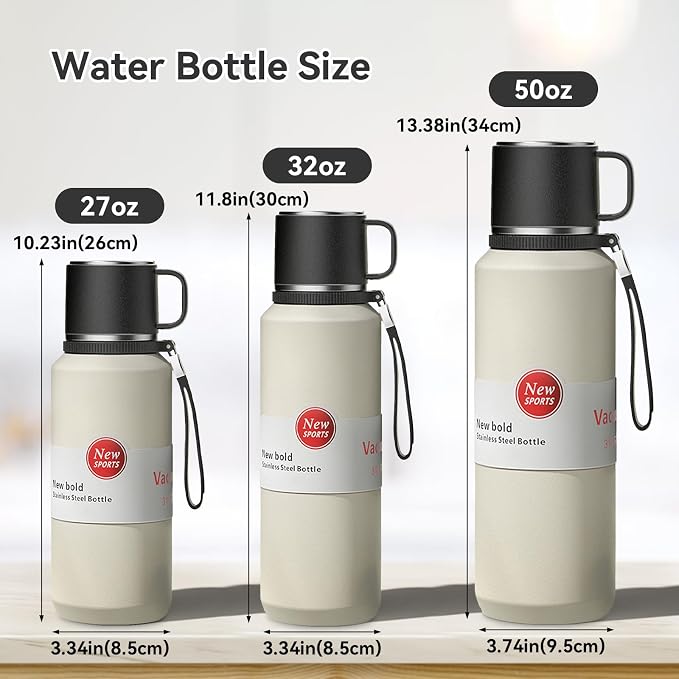Stainless Steel Insulated Tea Infuser Bottle, Vacuum Insulated Water Bottle, Tea Tumbler with Separate Tea Compartment, 24-Hrs Insulation Commute Travel (White,50oz/1500ml)