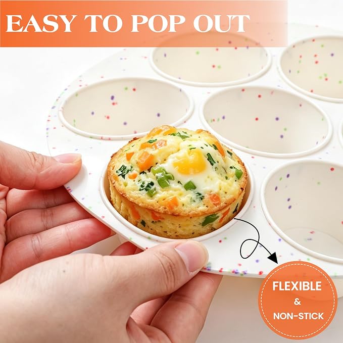CAKETIME Silicone Muffin Pan for Air Fryer Oven, 7 Cups, 2 Pack | Nonstick, For Egg Bites, Muffins, Cupcakes, Mini Quiche
