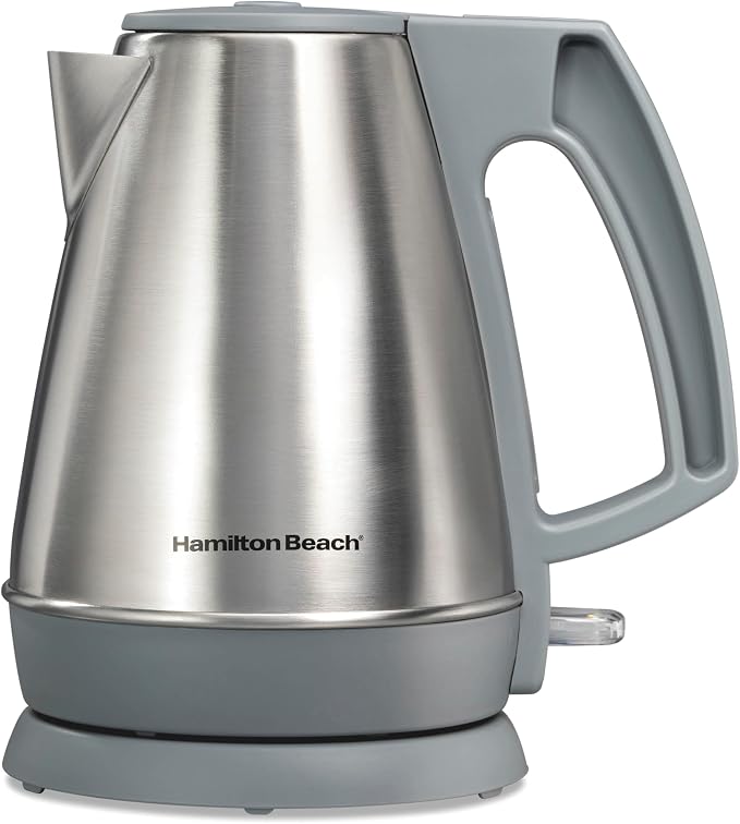Hamilton Beach 1 Liter Electric Tea Kettle, Water Boiler & Heater | Fast Boiling 1500 Watts | BPA Free | Cordless Serving | Auto-Shutoff & Boil-Dry Protection | Cord Wrap | Stainless Steel